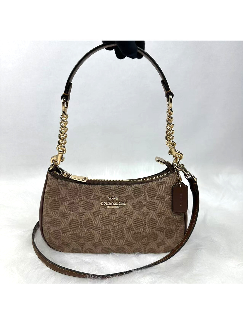 Coach Teri Shoulder Crossbody Bag In Signature Canvas/Tan/Brown CV933 NWT